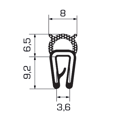 050036 Guarnizione a battuta superiore al metro
