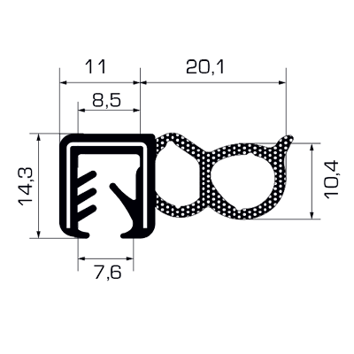 051431 Guarnizione a battuta laterale al metro