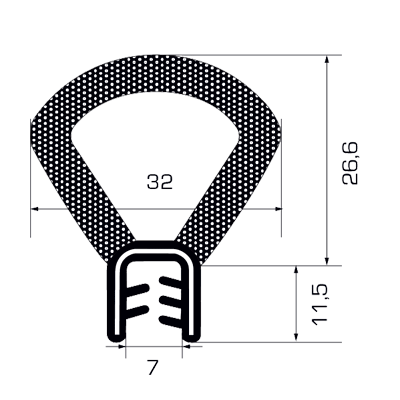 052163 Guarnizione a battuta superiore al metro