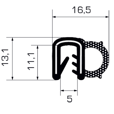 053070 Guarnizione a battuta laterale al metro