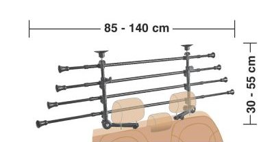 60426-D-01 Griglia divisoria telescopica 4 elementi, applicazione al poggiatesta