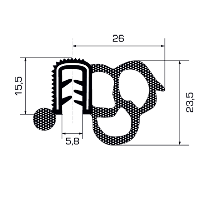 Guarnizione a battuta laterale al metro