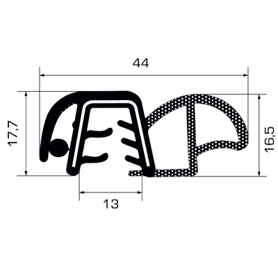 052291 Guarnizione a battuta laterale al metro