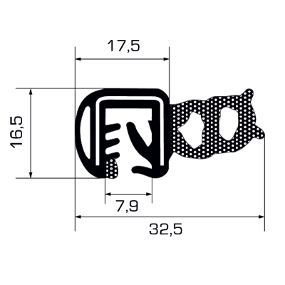 058767 Guarnizione a battuta laterale al metro
