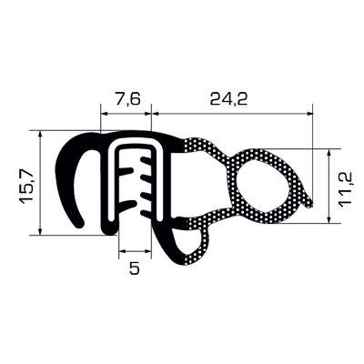 Guarnizione a battuta laterale al metro