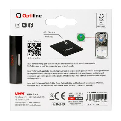 91818-C-02 Opti Tracker Compact, Localizzatore Ultra-Sottile Adesivo per iOS