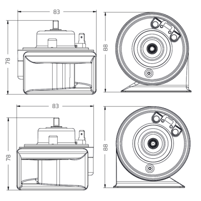 121012_3 COPPIA AVVISATORI ACUSTICI ELETTROMAGNETICI A CHIOCCIOLA