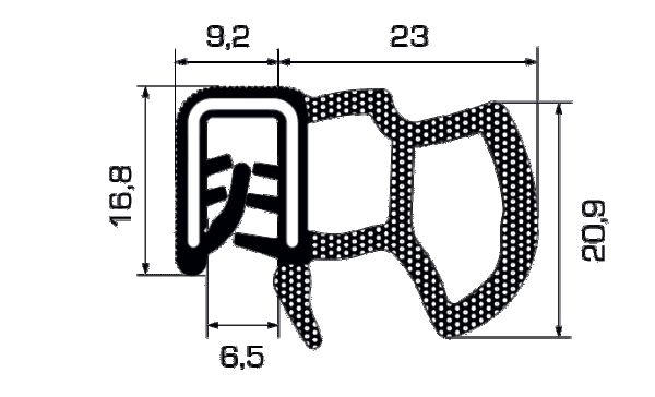 Guarnizione a battuta laterale al metro