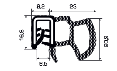 Guarnizione a battuta laterale al metro